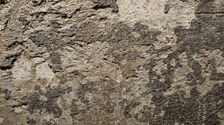 A close up of a stone wall with a bird on it, stamped concrete in Greenville NC