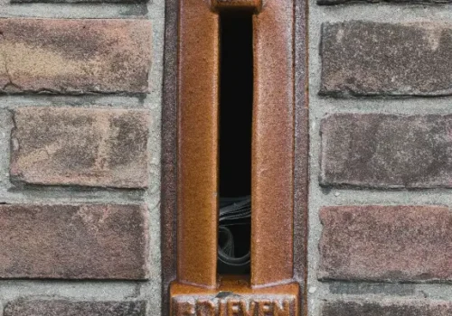 A vintage mail slot on a brick wall, brick mailbox in Chocowinity NC
