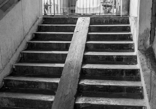 Concrete stairs with a wooden ramp in between, porch steps in Belhaven NC