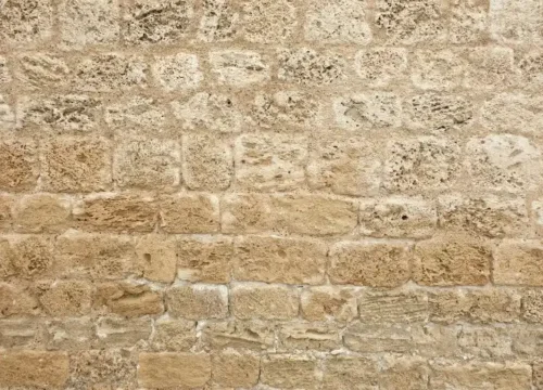 Brown brick wall, stone masonry in New Bern NC